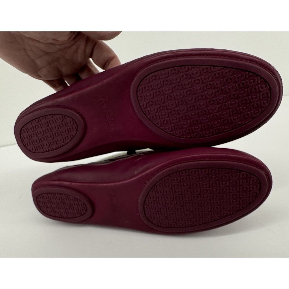 Sam Edelman Leather Ballet Flats Womens Size 9 Wine Burgundy Logo Toe Slip On - Picture 8 of 9